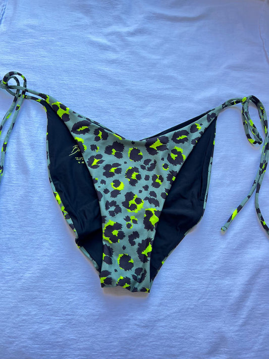 STRAPS RUCHED HIGH THONG GREEN LEPARD